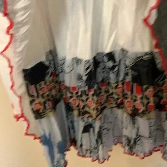 Miss Nikky fully lined, boho, patchwork summer dress w asymmetrical bottom hem - Picture 5 of 8